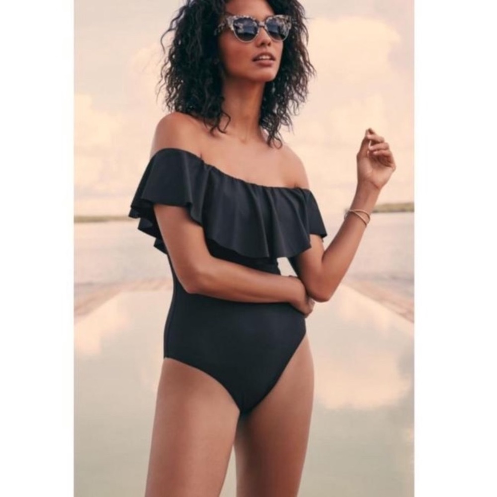 Trina Turk NEW Off Shoulder Ruffle Swimsuit
